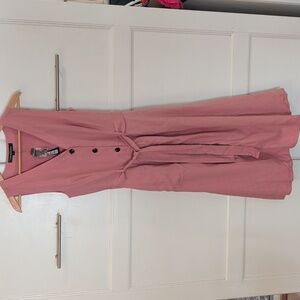 Willow & Thread Chic Pink Linen Blend Button-front A-line Dress